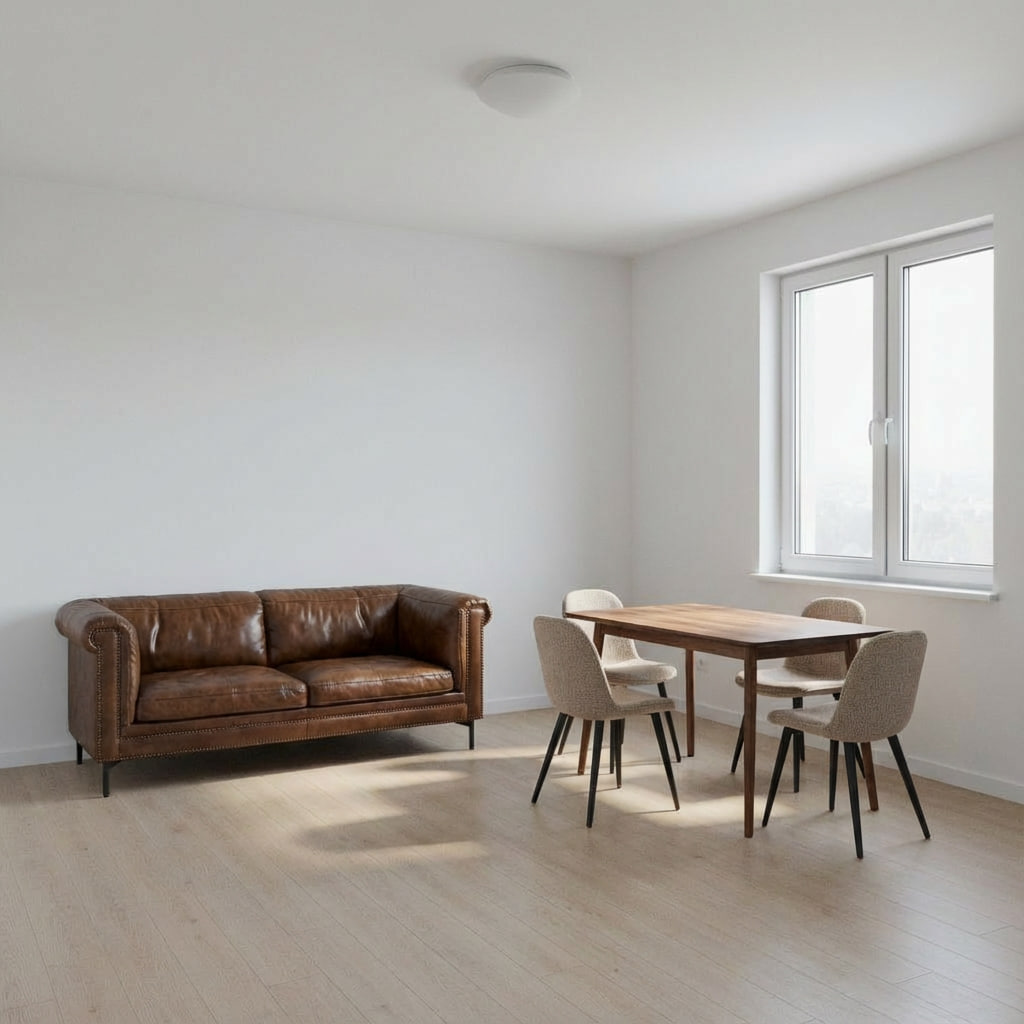 Квадратное фото готового интерьера созданного нейросетью